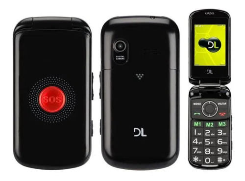 Celular Para Idoso Dl Yc-130 Dual Câmera Rádio Fm Mp3 Sos