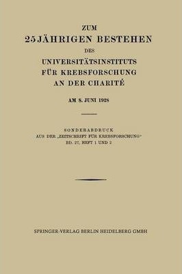 Zum 25 Jahrigen Bestehen Des Universitatsinstituts Fur Kr...