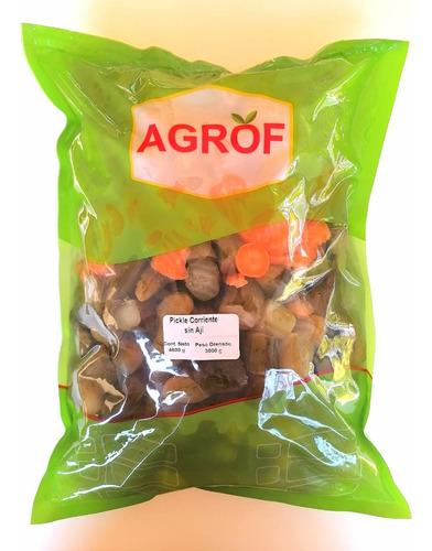 Pickle Corriente Sin Aji, Bolsa De 3 Kg Drenados, Agrof