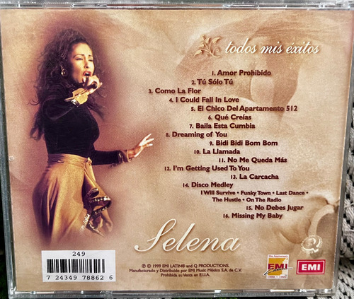 Disco Cd Original Selena / Todos Mis Éxitos. Nacional. 1999 Vintage 1a Ed. (Usado)