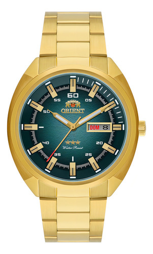 Relógio Orient Masculino Automático Dourado Verde Nh3gg006