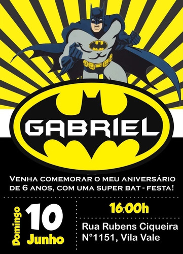 Convite Aniversário Comemoração - Festa - Criança - Batman 3 | Parcelamento  sem juros