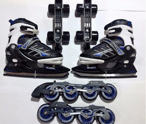 Patines 3 En 1 Llanta  Goma Riel Aluminio Hoja Profesional