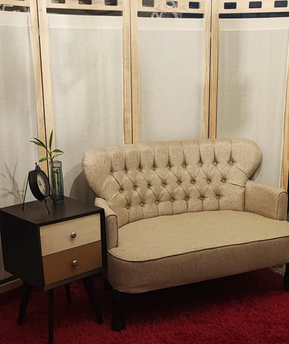 Biombo 2 Hojas Mardam Alto 2 Mts Madera Y Tela Cuadros 2 Metros Paris