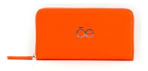 Cartera Cloe Cierre Sencillo Neón Naranja Liso