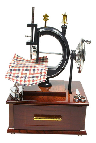 Imagen 4 de 10 de Caja De Música Antigua, Máquina De Coser A Cuerda,