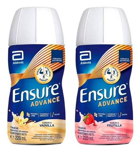 Ensure Advance Shake 2 Vainilla + 2 Frutilla X 220 Ml