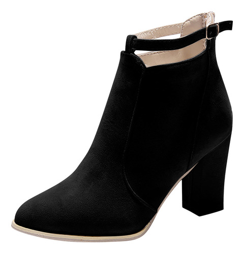 Botas J Para Mujer, Tacón Medio, Casual, Color Gamuza Thic 7