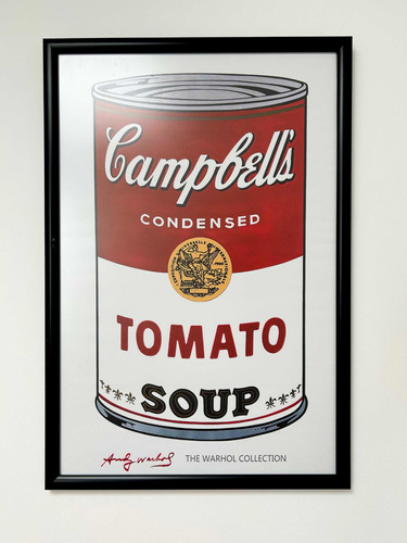 Andy Warhol Campbells Cuadro Canvas Con Marco Negro 42x63cm