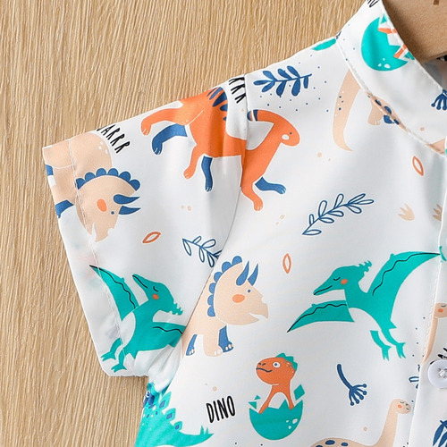 Conjunto De Verano De Niño 1-6a Con Estampado Dinosaurios Azul Acero 2-3 A