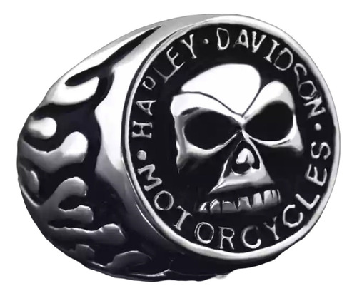 Anel Aço Inox Harley Davidson Caveira Skull Motociclista Mc