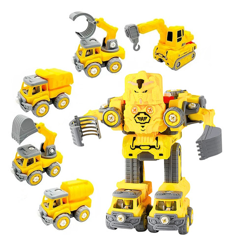 Super Robô Transformers Amarelo 5 Em 1 De Montar 121 Peças
