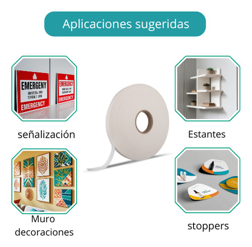 Cinta Doble Cara Espuma De Polietileno Blanca De 12mm X 65mts