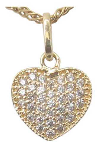 0736 Pingente Coração Com Zirconias Ouro 18k