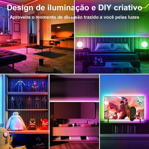 15m Fita Led Colorida Rgb Bluetooth App Com Fonte Controle
