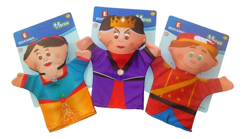 Titeres Set X3 Blancanieves Principe Y Bruja Educando