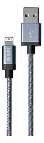 Cable iPhone  1.2mts Trenzado Gris Philips Dlc2508n
