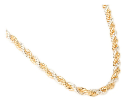 Cadena Collar Torsal Bitono 8mm Unisex 60cm Chapa De Oro 18k Color Dorado