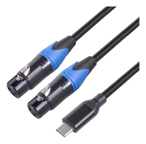 Cable Usb C A Doble Xlr Hembra, 6.6 Pies, 2 Cables Xlr Hembr