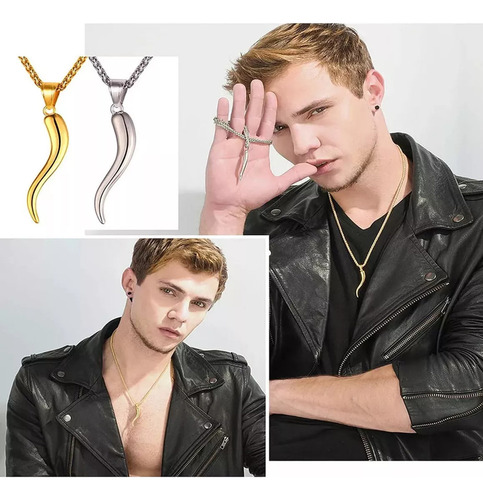 Ll Collar Con Colgante De Cuerno Italiano For Hombre