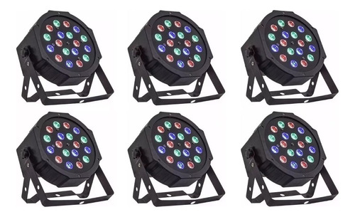 Pack X6 Par Led Proton Tacho Rgb Dj Dmx Profesional 18 Leds