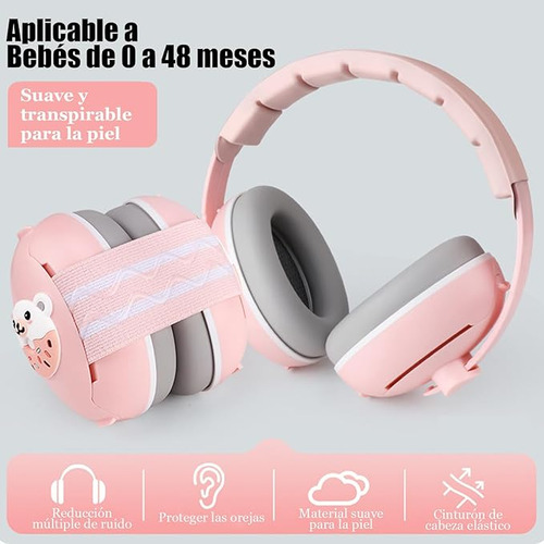 2 En 1 Orejeras Contra Ruido Para Niños/bebés, Audifonos Bloquea Sonido Con Diadema Elástica Ajustable, Diseño De Esponja Y Cancelación De Ruido Hasta 50db, Audifonos Antiruido De Viajar Dormido