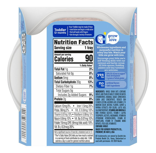 Gerber Alimento P/niños Cereal Avena Sabor Fresa-plátano 4pz