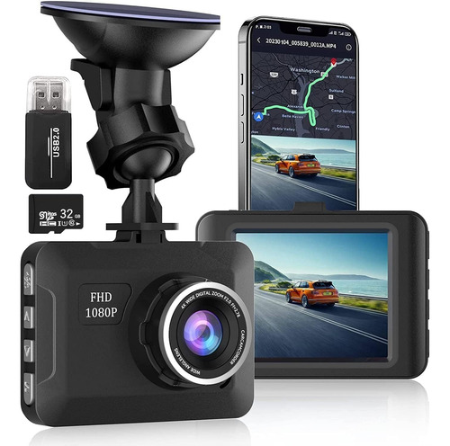 Camara Tablero Para Automovil Fhd 1080p Dash Cam Frontal 32