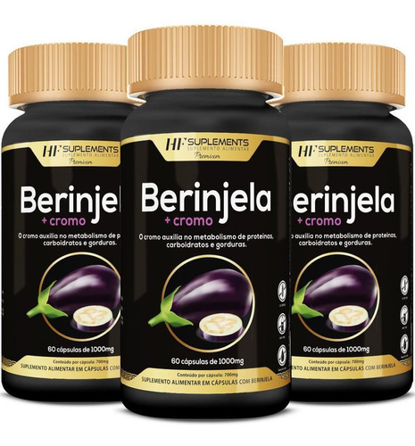 Berinjela + Cromo 1000mg 60caps Premium Hf Suplements