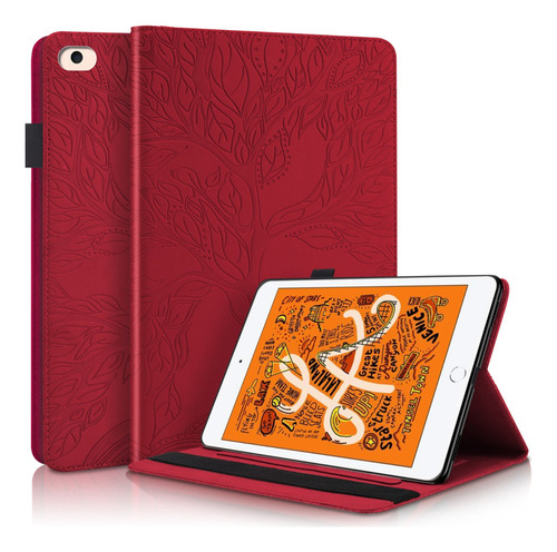 Capa Protetora Pu Para iPad Mini 5 4 3 2 1 Vermelha