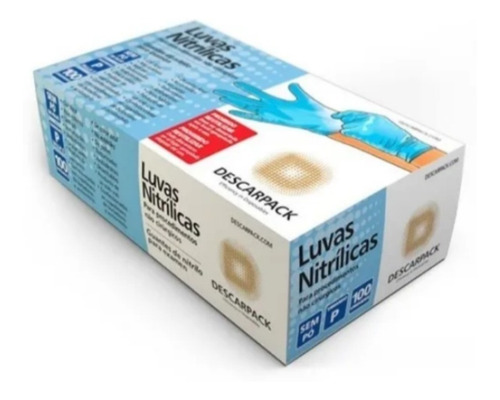 Luva Nitrilica Procedimento Azul Sem Pó Descarpack Tamanho G