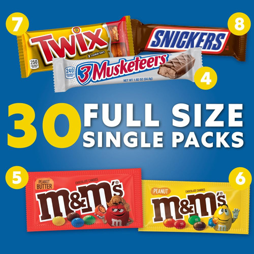 Mars Snickers, Twix, Milky Way & 3 Musketeers Paquete Variad
