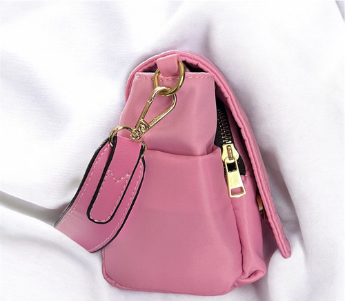 Bolso Crossbody Color Rosa 6 Compartimientos ( Cristanza )