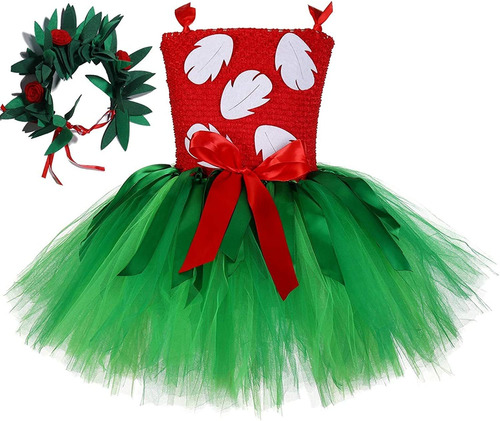 Tutu Dreams Vestido De Tutú Hawaiano Rojo Y Verde Para Niñas