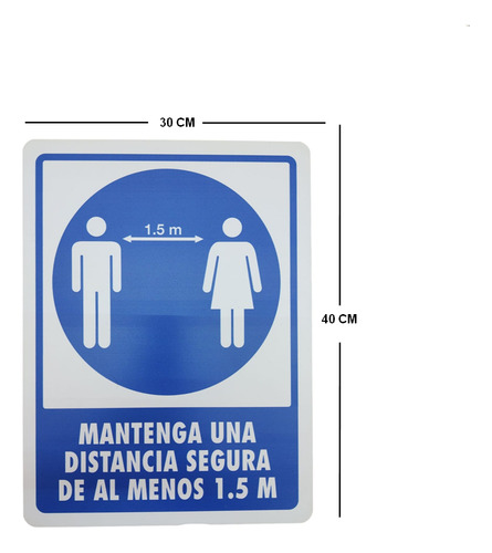 Señal Mantenga Una Distancia Segura De Al Menos 1.5m 30x40 Mantenga Una Distancia Segura De Al Menos 1.5m