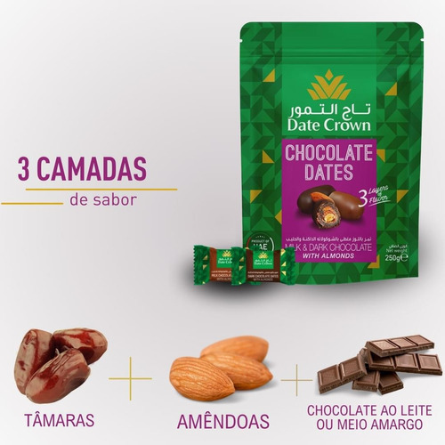 Tâmaras Recheadas Com Amêndoas E Cobertura De Chocolate 250g