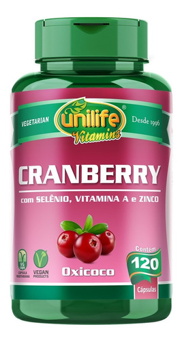Cranberry Unilife 120 Cápsulas Cran Berry Puro Oxicoco Zinco
