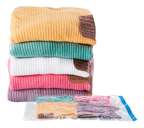 5 Bolsas Vacío Ropa Con Bomba Manual En 3 Tamaños - Cs.