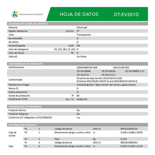 Dispositivo Italiano De Conexión Con Aislamiento En Gel