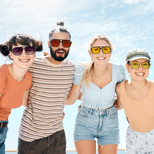 4 Pcs Gafas De Sol Modas Vintage Unisex Adulto, Gafas De