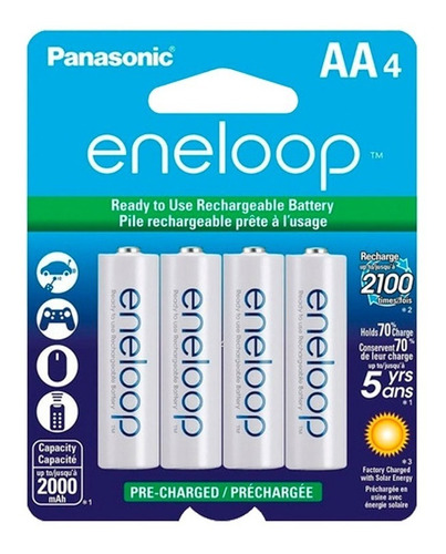 Bateria Panasonic Recargable Eneloop Aax4 Blancas Inconet