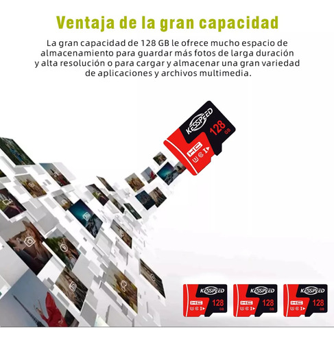Tarjeta De Memoria Sd Card 128gb Kesspeed Tarjeta Tf Card Memoria Sd Con Adaptador Memoria Sd 128gb 4k U3 High Speed Memory Memorias Para Cámara Computadora Accesorio para celulares