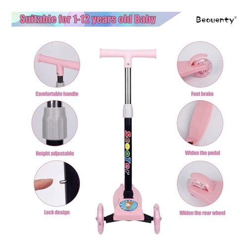 Scooter Patín Del Desmontable Luces Led Dos En Uno