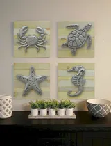 Comprar Juego 4 Cuadros Náuticos Vintage Marinos Playa Terraza Baño