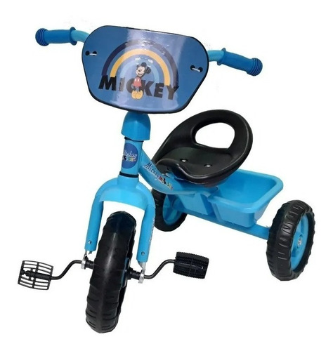 Imagen 1 de 5 de Triciclo Con Canasto Celeste Mickey 147001 004m