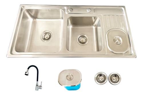 Cuba Dupla Pro Inox E Torneira Sweet Cromada C/ Lixeira