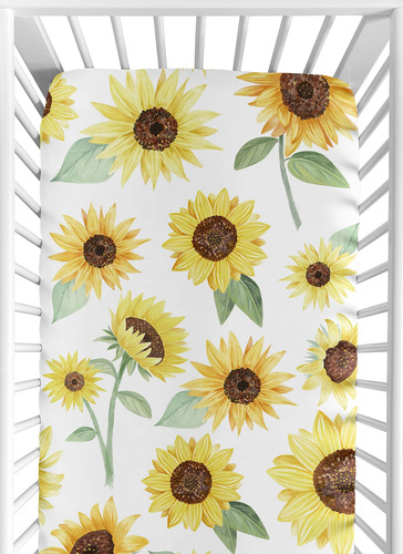 Sweet Jojo Designs Amarillo, Verde Y Blanco Sunflower Boho F