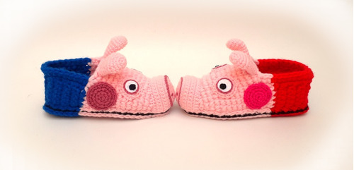Pantuflas Peppa & George Pig Crochet (talles Niños)