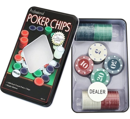 Juego De Poker Texa Holden Set 100 Fichas Caja Casino  