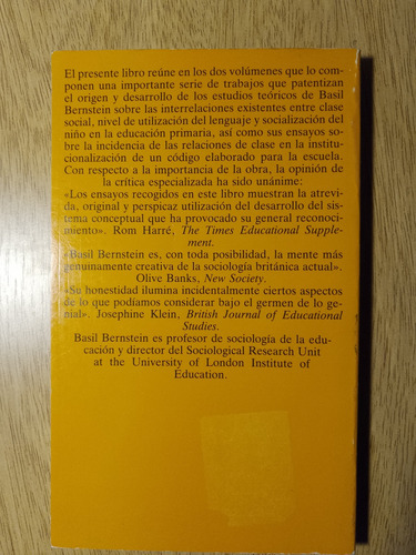 Basil Bernstein, Clases, Códigos Y Control 1. Akal.
